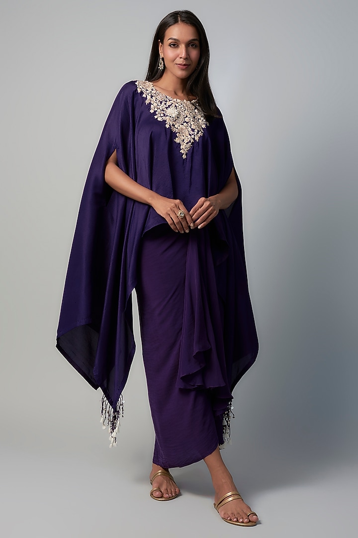 Purple Crepe Skirt Set by Prisho at Pernia's Pop Up Shop
