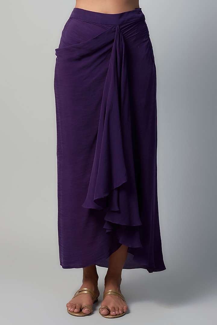 Purple Crepe Skirt Set by Prisho at Pernia's Pop Up Shop