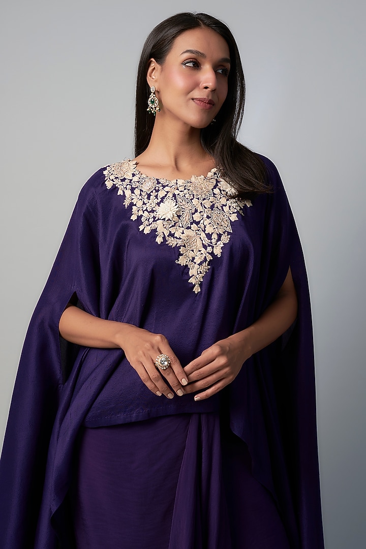 Purple Crepe Skirt Set by Prisho at Pernia's Pop Up Shop