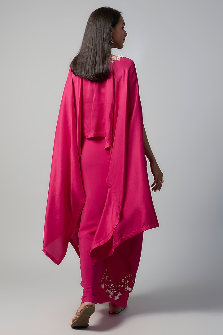 Fuchsia Crepe Skirt Set by Prisho at Pernia's Pop Up Shop