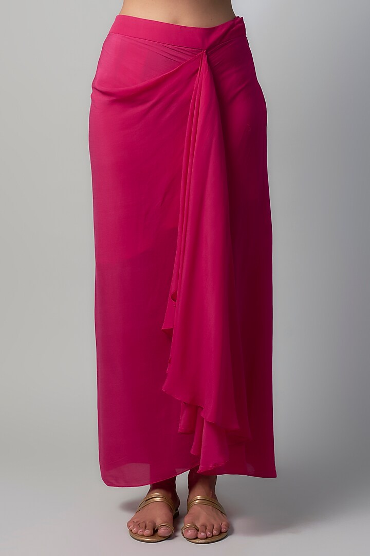 Fuchsia Crepe Skirt Set by Prisho at Pernia's Pop Up Shop