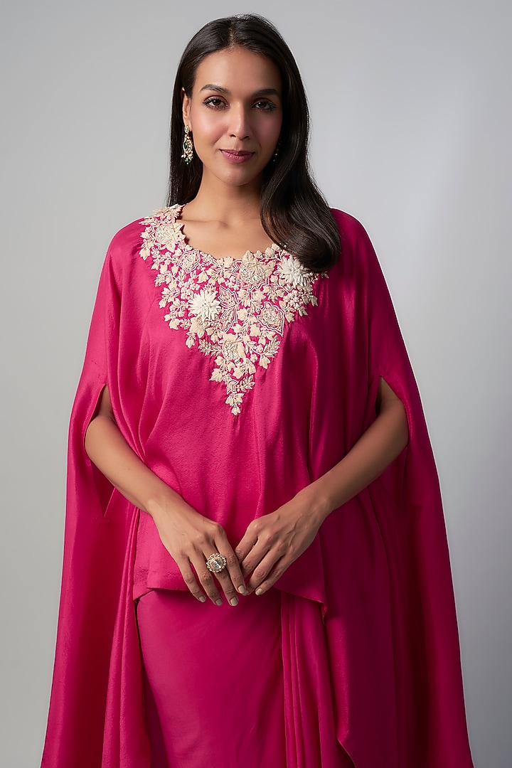 Fuchsia Crepe Skirt Set by Prisho at Pernia's Pop Up Shop
