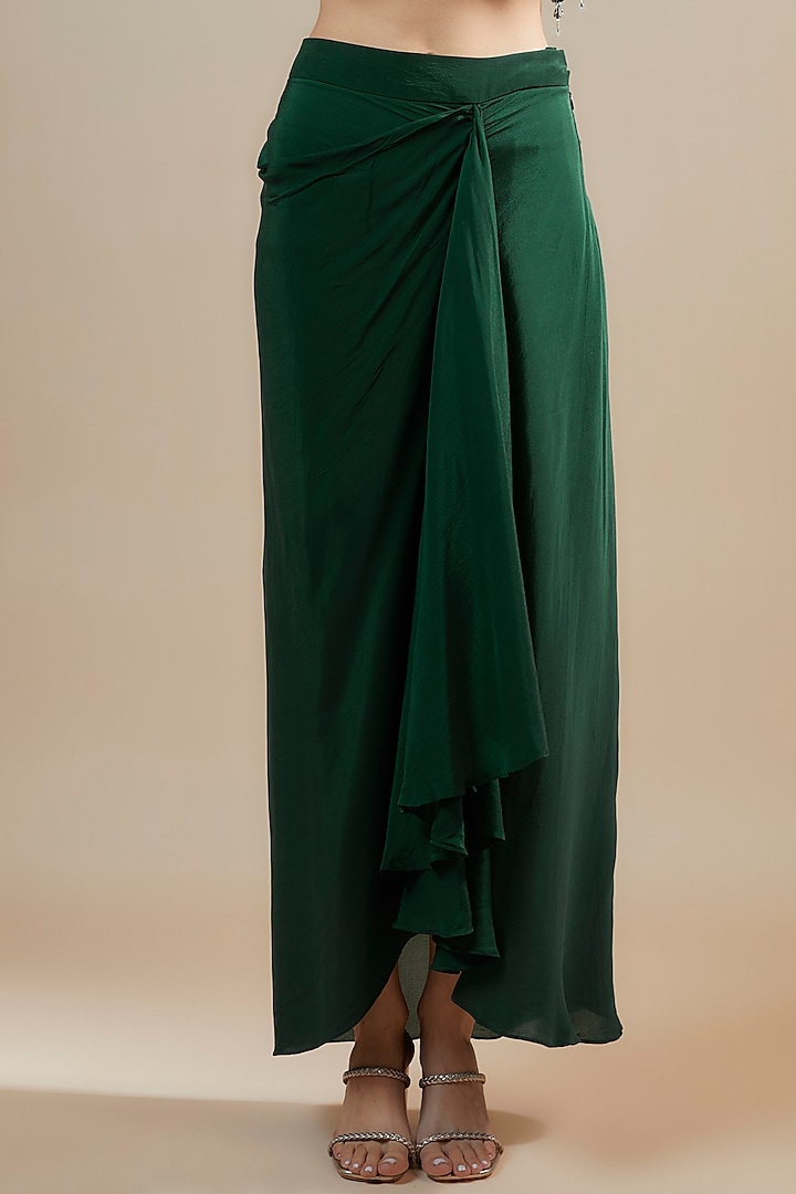Bottle Green Silk Resham Work Kaftan Set by Prisho at Pernia's Pop Up Shop
