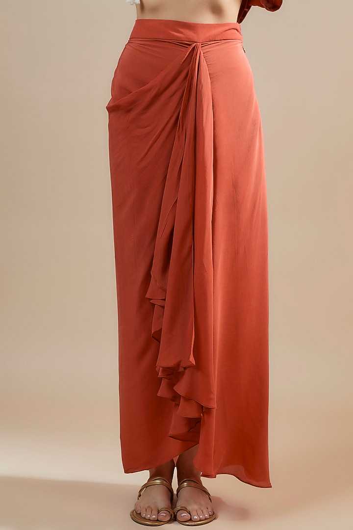 Deep Orange Silk Resham Work Kaftan Set by Prisho at Pernia's Pop Up Shop