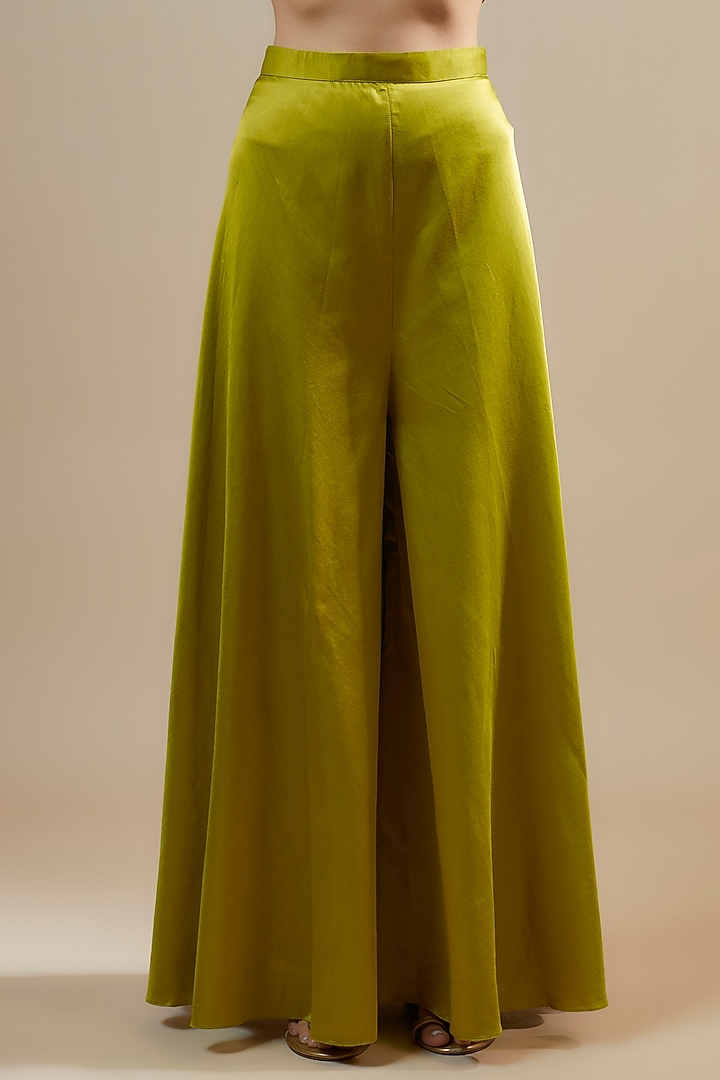 Lime Green Organza Resham & Maal Work Cape Set by Prisho at Pernia's Pop Up Shop