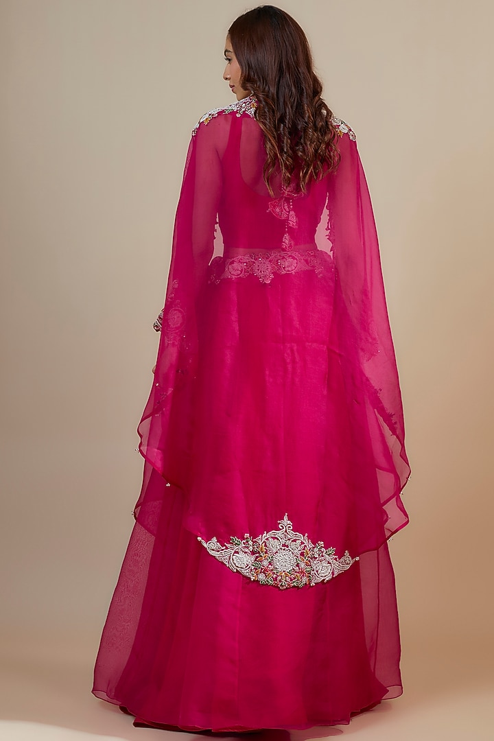 Fuchsia Organza Dori Work Kalidar Skirt Set by Prisho at Pernia's Pop Up Shop