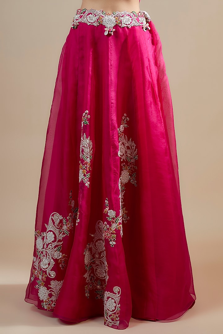 Fuchsia Organza Dori Work Kalidar Skirt Set by Prisho at Pernia's Pop Up Shop