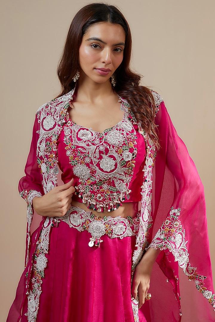 Fuchsia Organza Dori Work Kalidar Skirt Set by Prisho at Pernia's Pop Up Shop