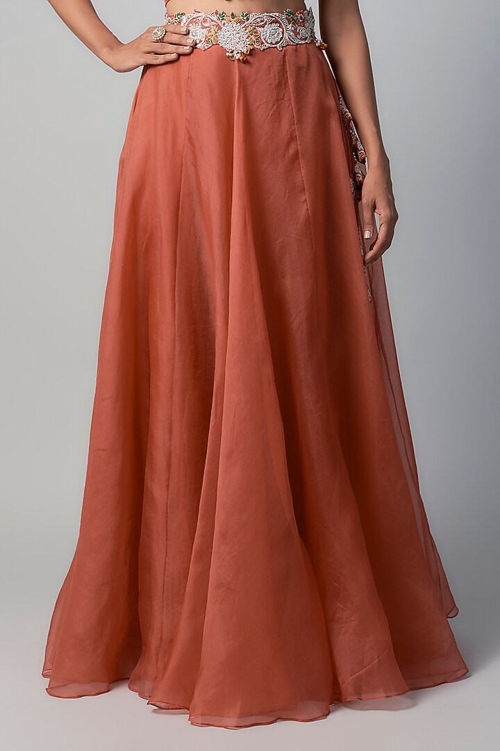 Orange Organza Dori Embroidered Skirt Set by Prisho at Pernia's Pop Up Shop