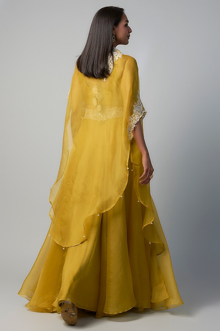 Mustard Organza Dori Embroidered Skirt Set by Prisho at Pernia's Pop Up Shop