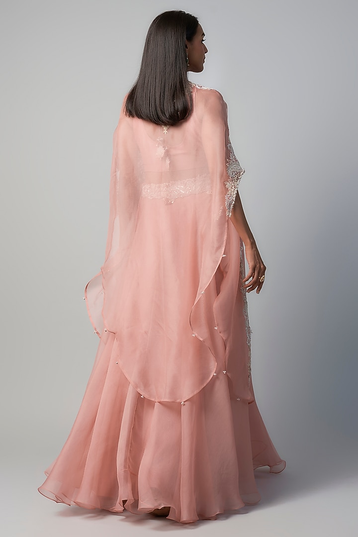 Flamingo Pink Organza Resham Embroidered Skirt Set by Prisho at Pernia's Pop Up Shop