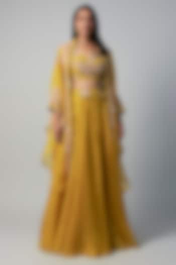 Yellow Organza Dori Embroidered Skirt Set by Prisho at Pernia's Pop Up Shop