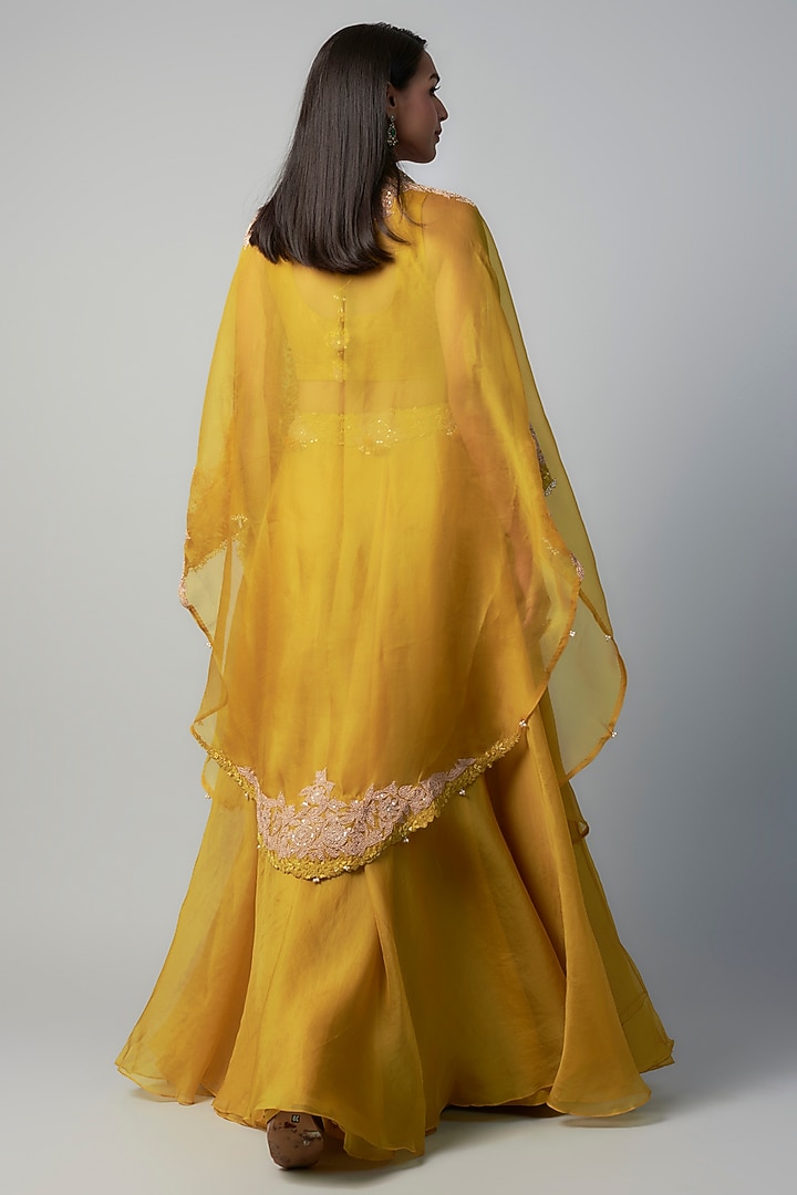 Yellow Organza Dori Embroidered Skirt Set by Prisho at Pernia's Pop Up Shop