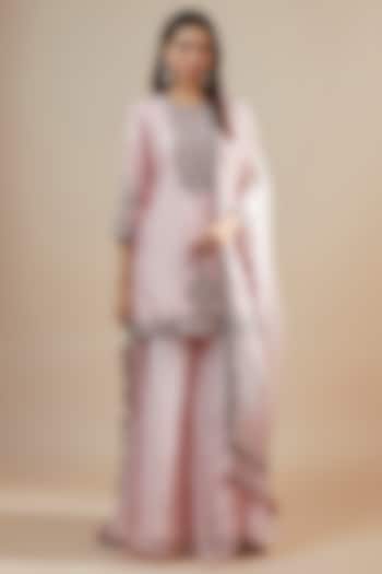 Pink Chanderi Wedding Sharara Set by Prisho at Pernia's Pop Up Shop