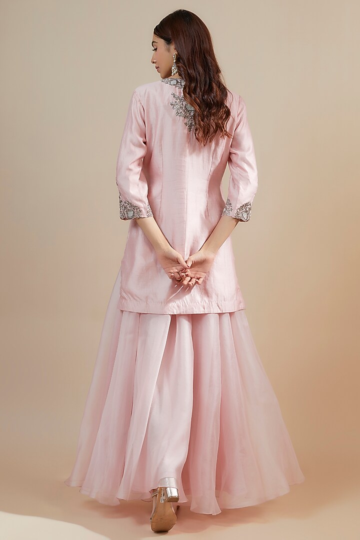 Pink Chanderi Wedding Sharara Set by Prisho at Pernia's Pop Up Shop
