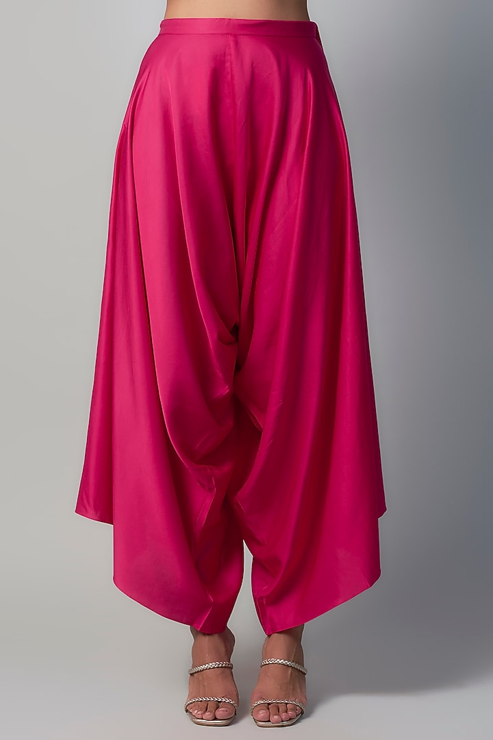 Fuchsia Organza & Silk Resham Embroidered Kaftan Set by Prisho at Pernia's Pop Up Shop