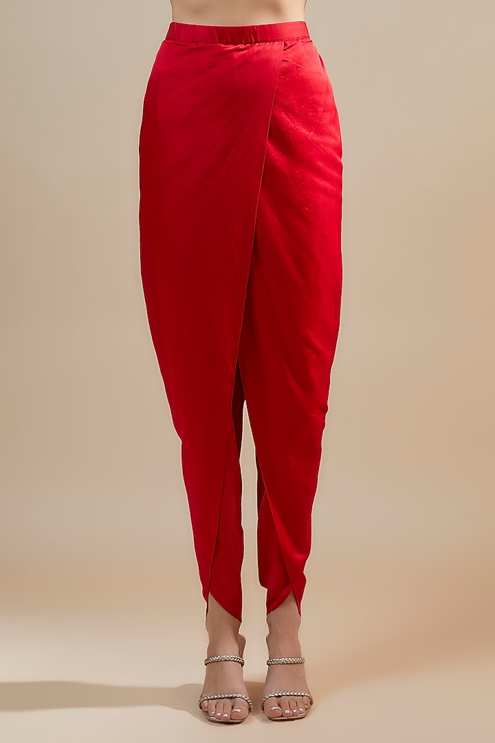 Red Silk Resham Embroidered Kurta Set by Prisho at Pernia's Pop Up Shop