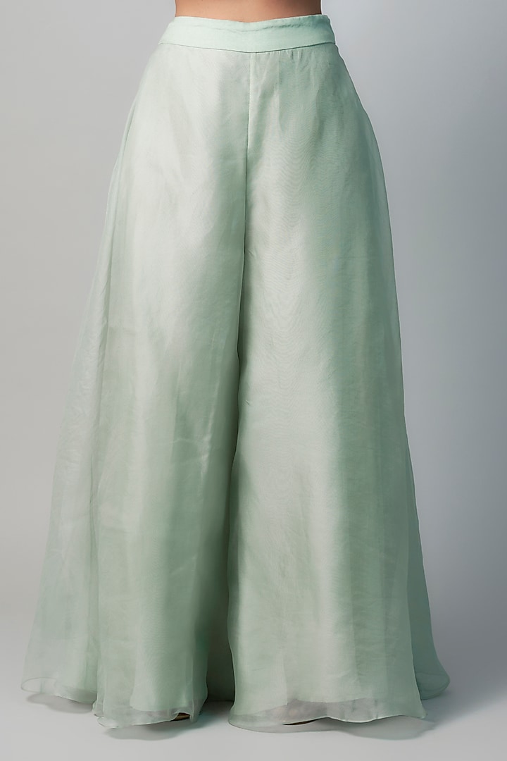 Aqua Organza Wedding Sharara Set by Prisho at Pernia's Pop Up Shop
