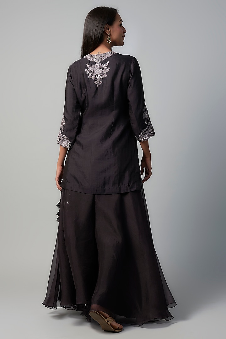 Black Organza Wedding Sharara Set by Prisho at Pernia's Pop Up Shop