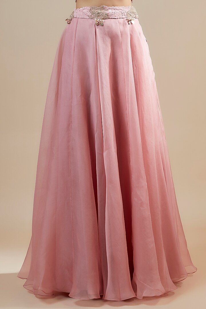Pink Organza Zari Embroidered Cape Set by Prisho at Pernia's Pop Up Shop