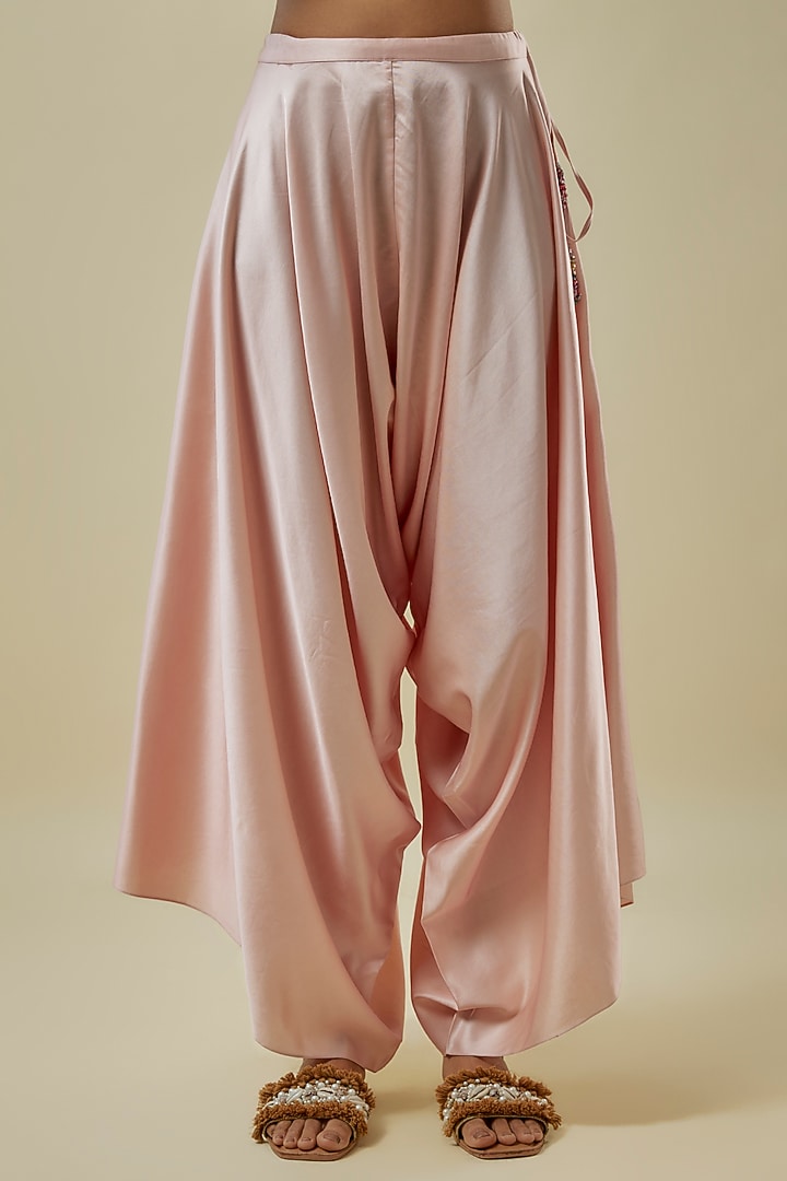Flamingo Pink Organza Thread Work Cape Set by Prisho at Pernia's Pop Up Shop