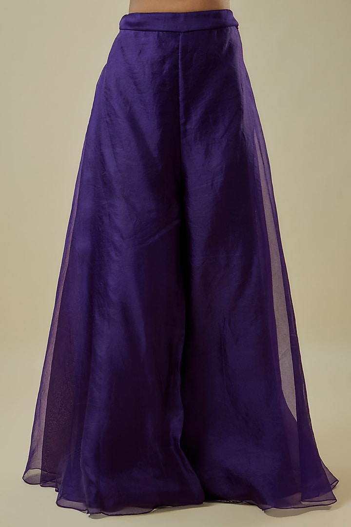 Purple Silk Zari Work Wedding Sharara Set by Prisho at Pernia's Pop Up Shop