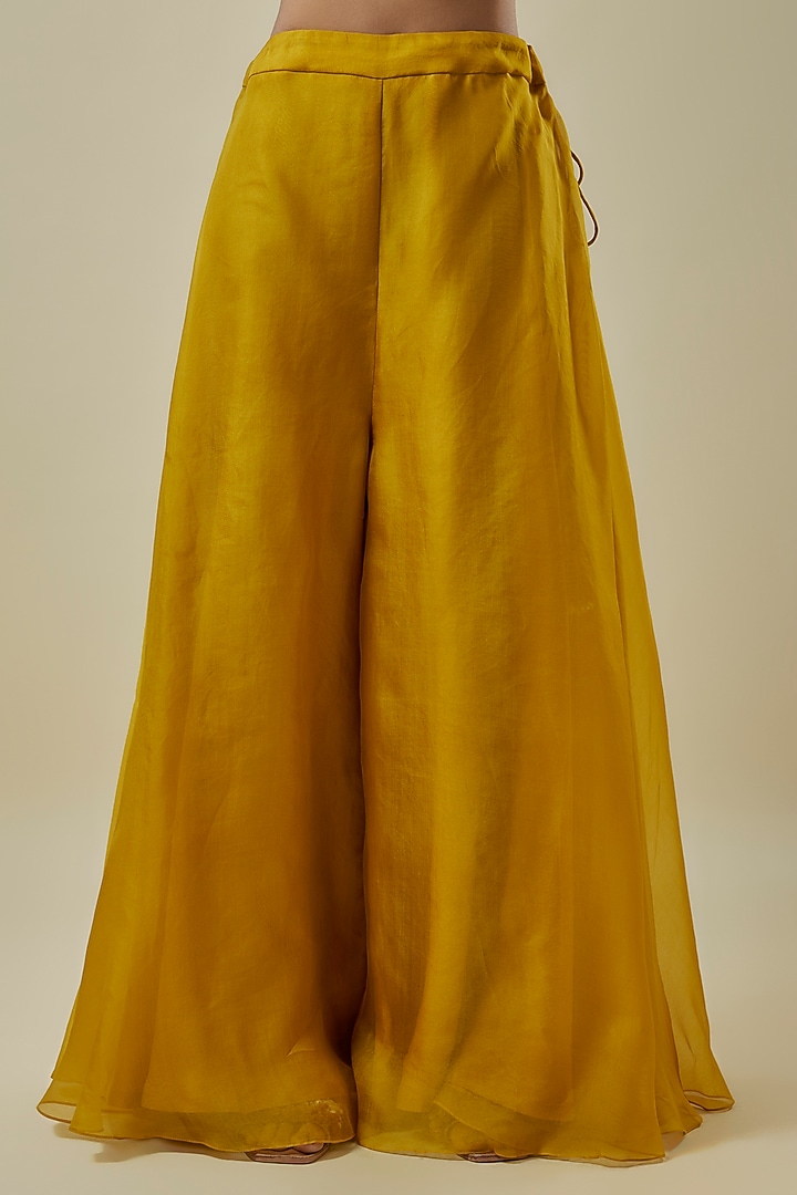 Mustard Silk Dori Work Wedding Sharara Set by Prisho at Pernia's Pop Up Shop