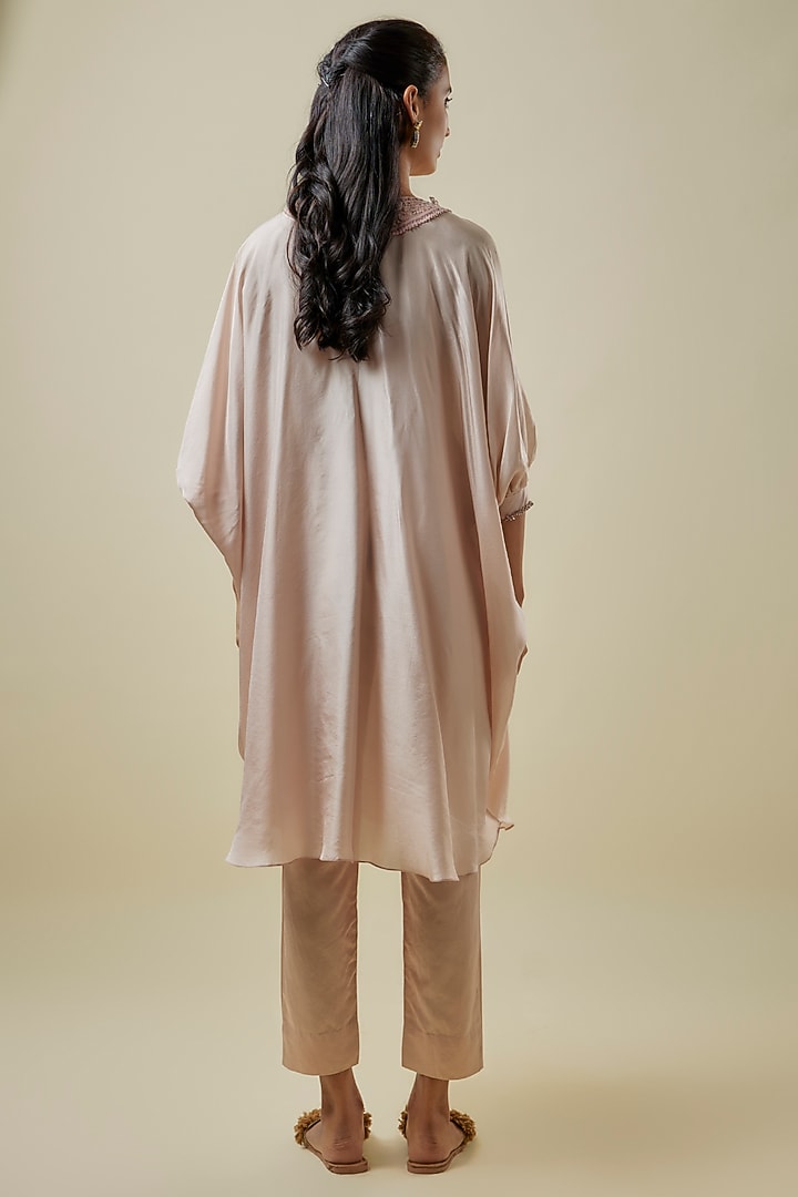 Flamingo Habutai Silk Resham Work Kaftan Set by Prisho at Pernia's Pop Up Shop