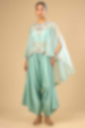 Aqua Cotton Lycra Kaftan Set by Prisho at Pernia's Pop Up Shop