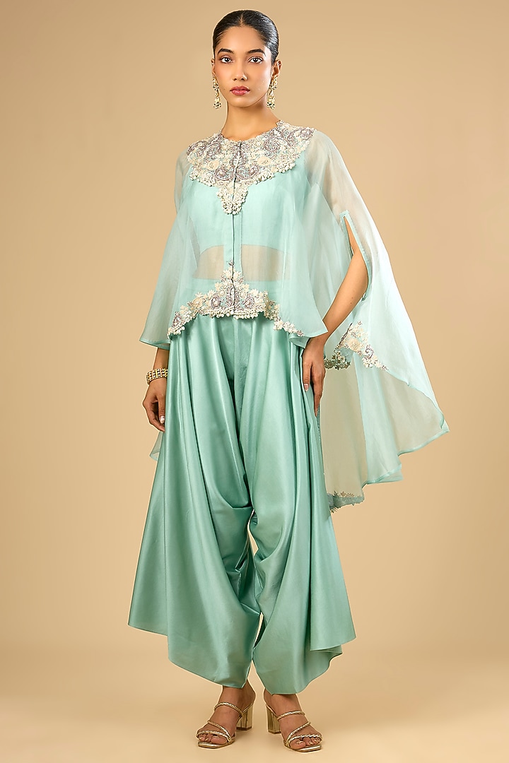 Aqua Cotton Lycra Kaftan Set by Prisho at Pernia's Pop Up Shop