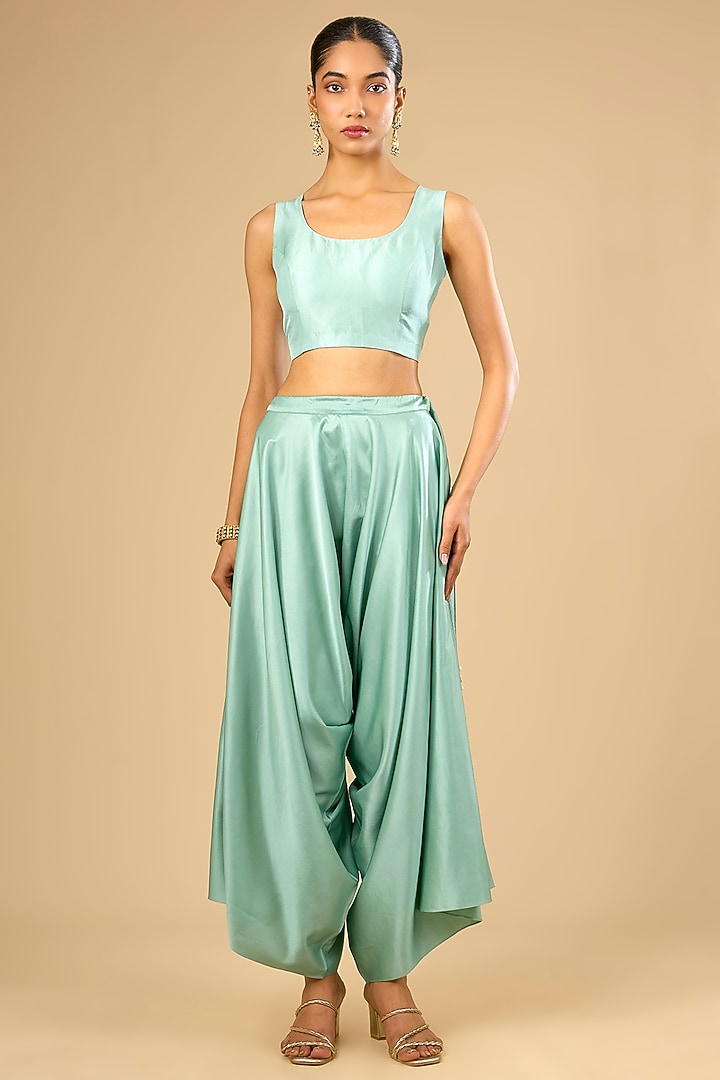 Aqua Cotton Lycra Kaftan Set by Prisho at Pernia's Pop Up Shop
