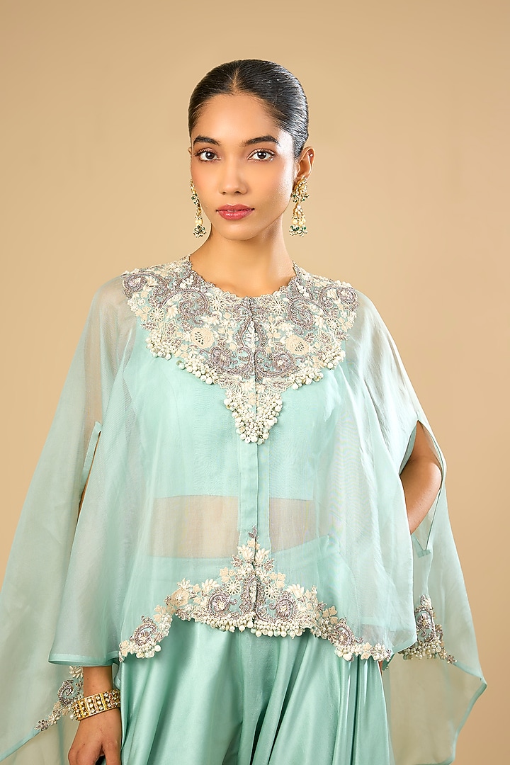 Aqua Cotton Lycra Kaftan Set by Prisho at Pernia's Pop Up Shop
