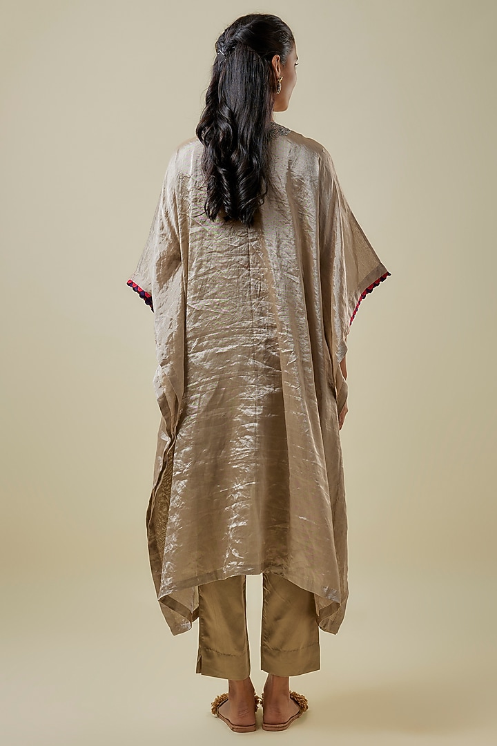 Champagne Tissue Dori Work Kaftan Set by Prisho at Pernia's Pop Up Shop