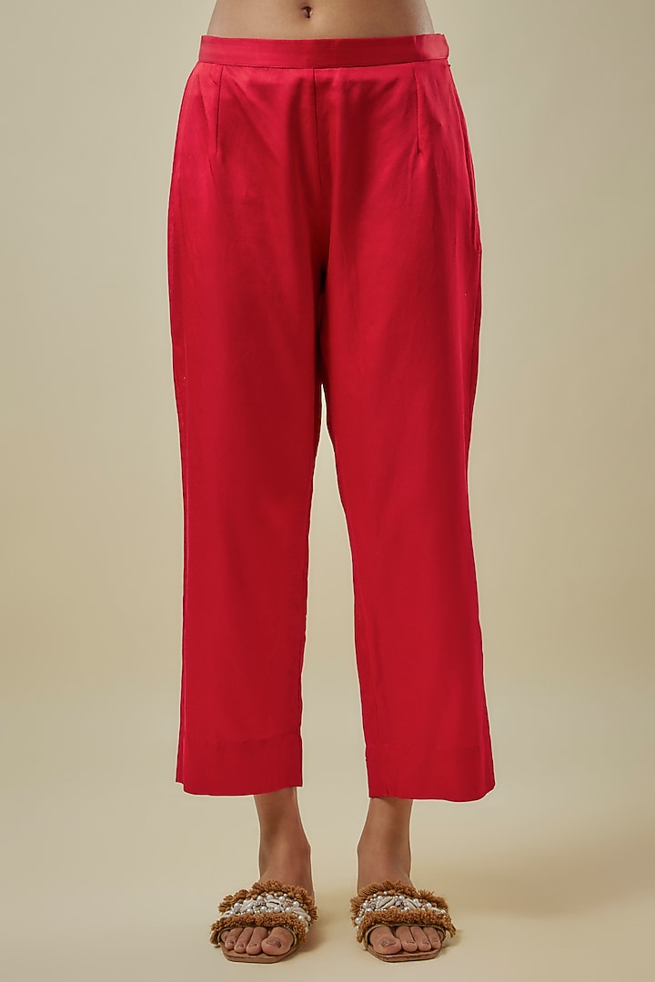 Red Silk Dori Work Kaftan Set by Prisho at Pernia's Pop Up Shop