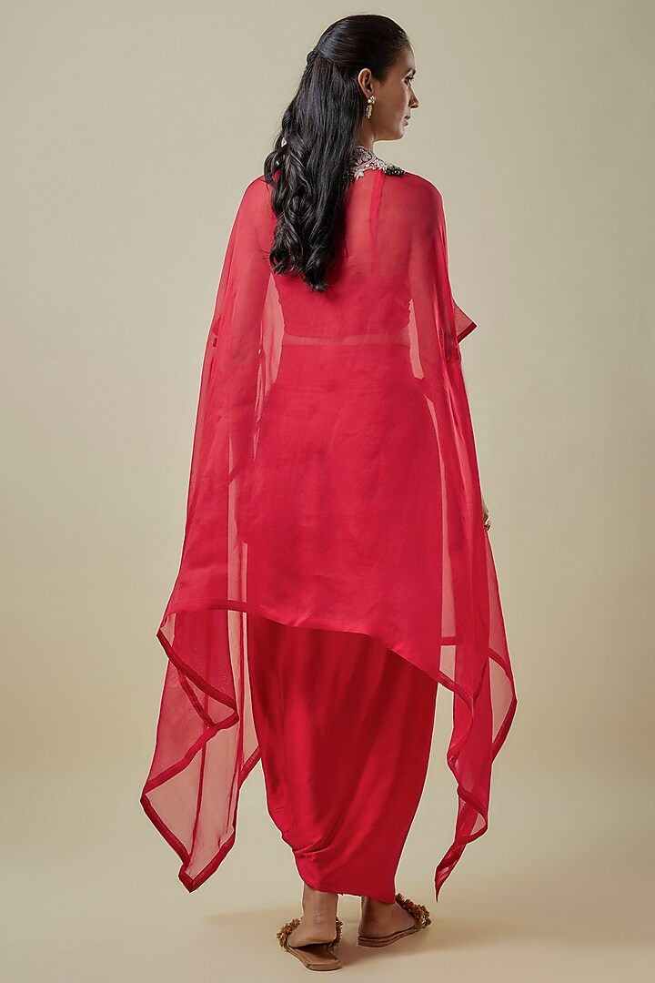 Red Organza Dori Work Kaftan Set by Prisho at Pernia's Pop Up Shop