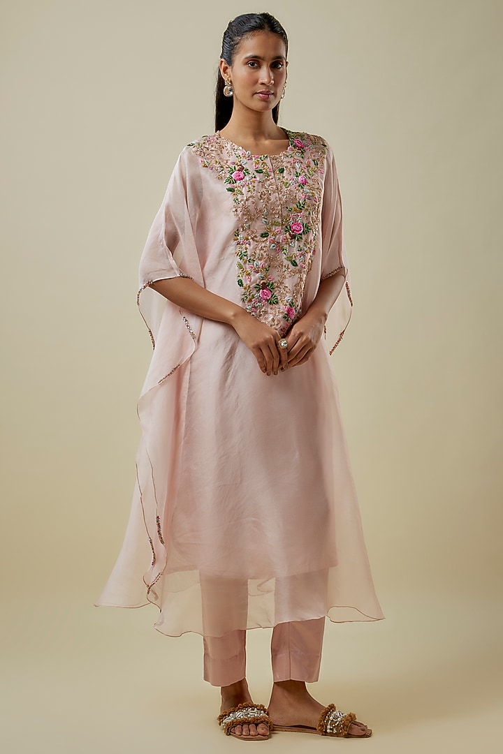 Lilac Organza Thread Work Kaftan Set by Prisho at Pernia's Pop Up Shop