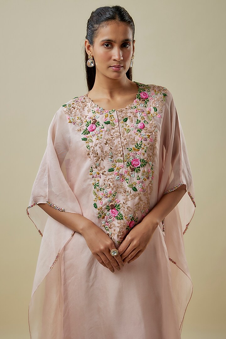 Lilac Organza Thread Work Kaftan Set by Prisho at Pernia's Pop Up Shop