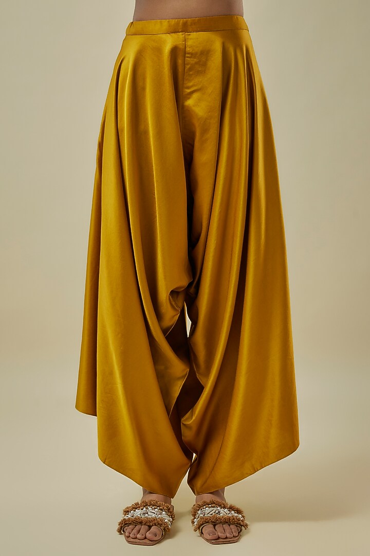 Mustard Organza Thread Work Cape Set by Prisho at Pernia's Pop Up Shop