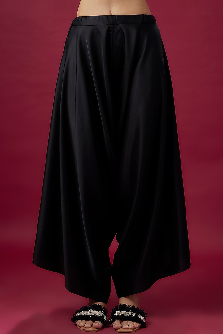 Black Organza Resham Work Umbrella Kaftan Set by Prisho at Pernia's Pop Up Shop
