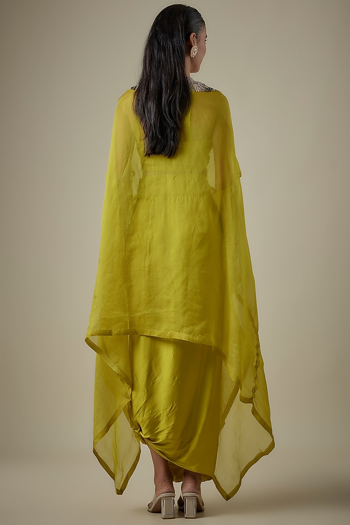 Lime Green Organza Dori Work Jacket Set by Prisho at Pernia's Pop Up Shop