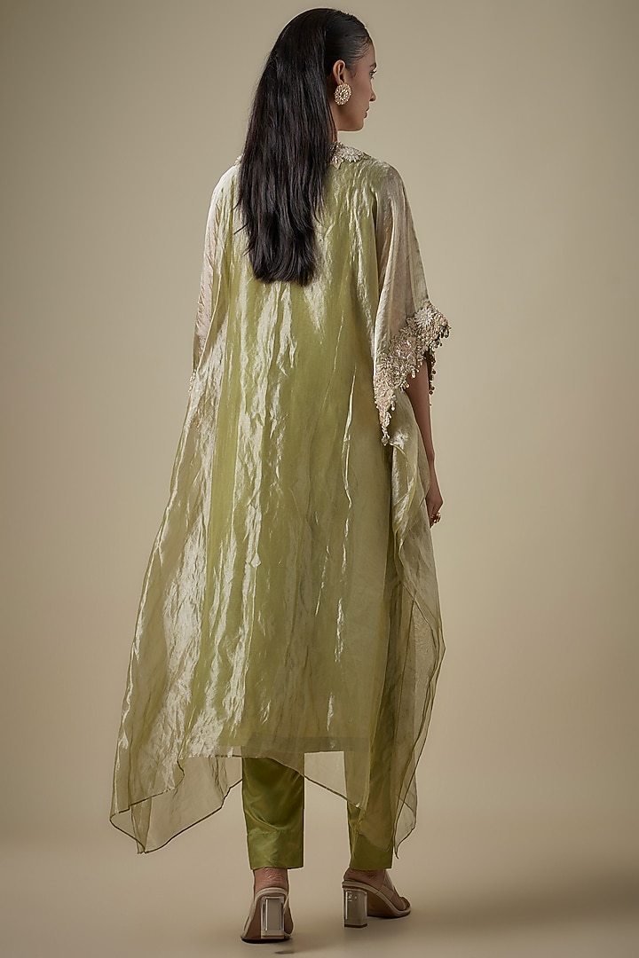 Sea Green Tissue Resham Work Kaftan Set by Prisho at Pernia's Pop Up Shop