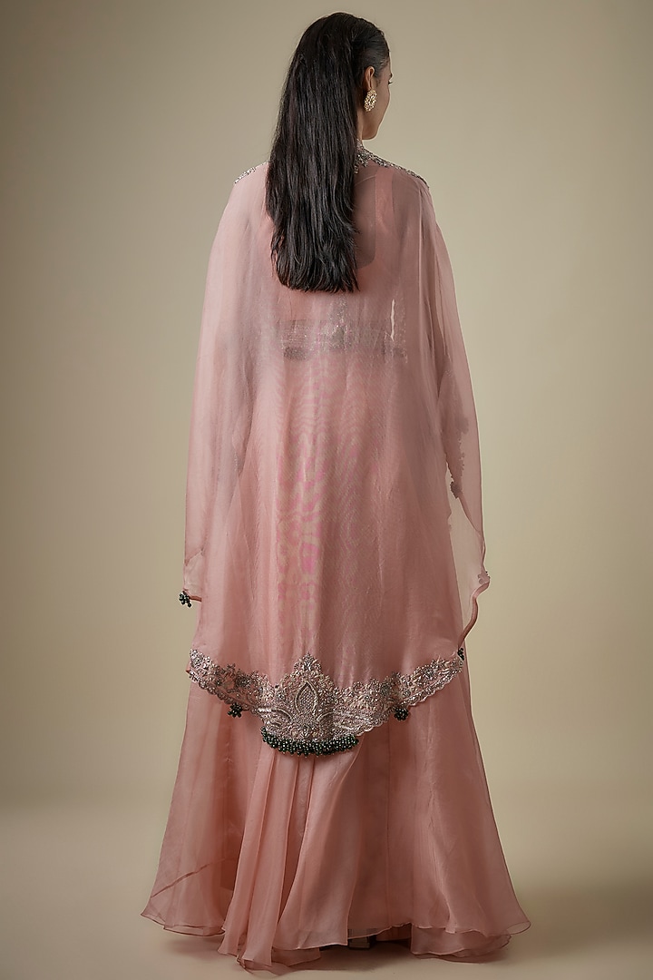 Flamingo Organza Maal Work Cape Set by Prisho at Pernia's Pop Up Shop
