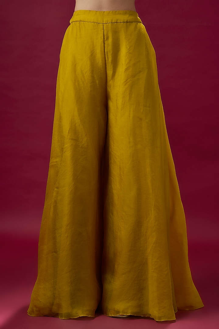 Mustard Organza Wedding Sharara Set by Prisho at Pernia's Pop Up Shop