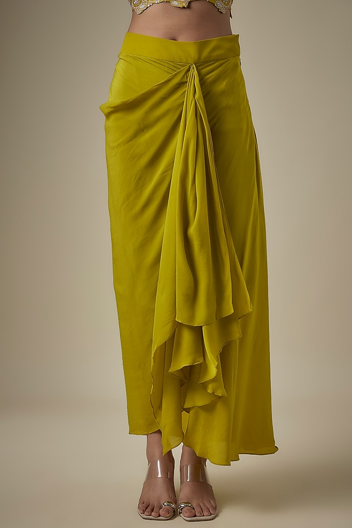Lime Green Organza Dori Work Cape Set by Prisho at Pernia's Pop Up Shop