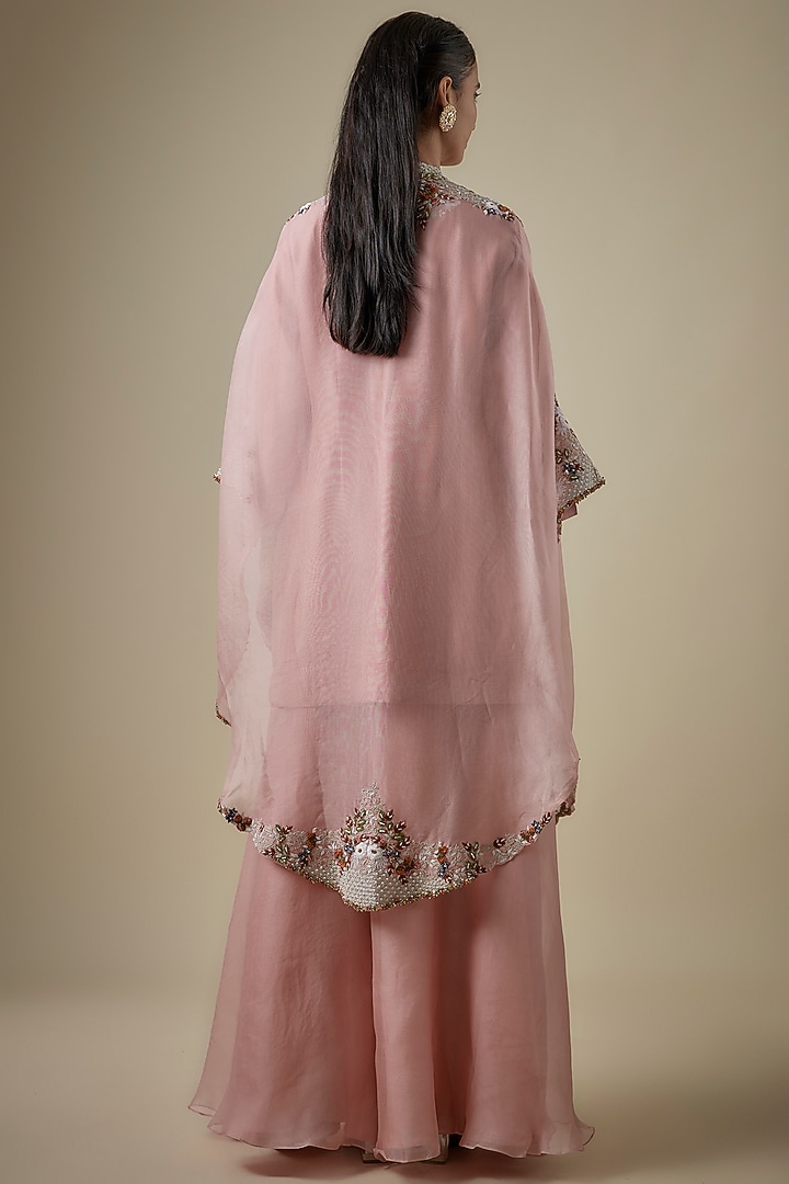 Flamingo Organza Thread Work Cape Set by Prisho at Pernia's Pop Up Shop