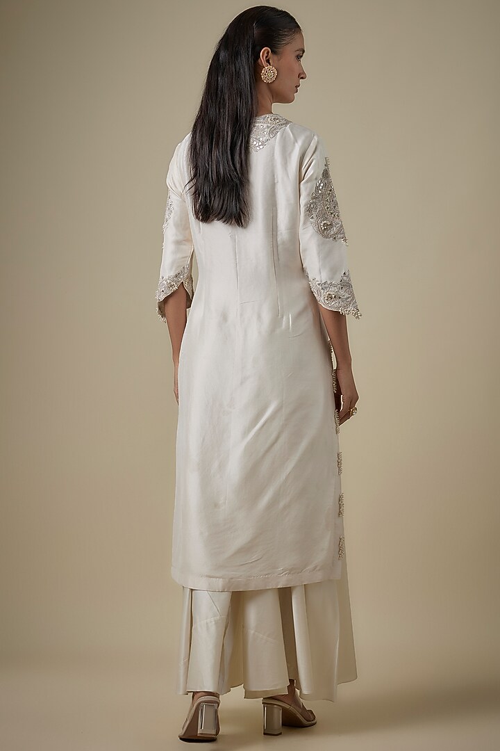 Ivory Silk Gota Work Kurta Set by Prisho at Pernia's Pop Up Shop
