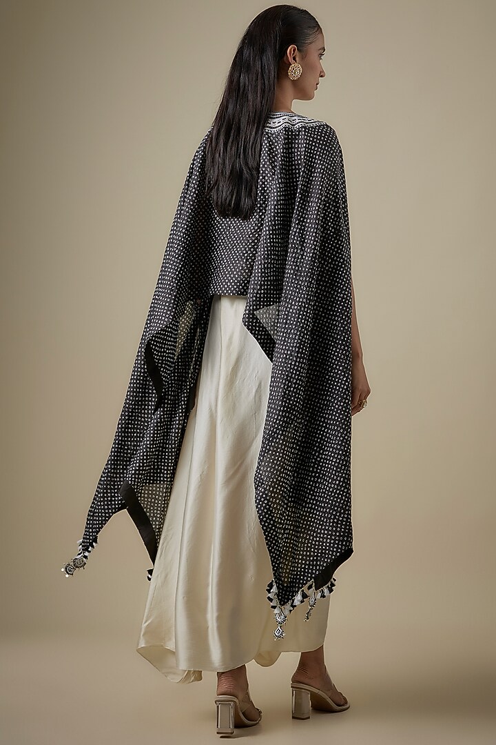 Black Bandhej Resham Work Kaftan Set by Prisho at Pernia's Pop Up Shop