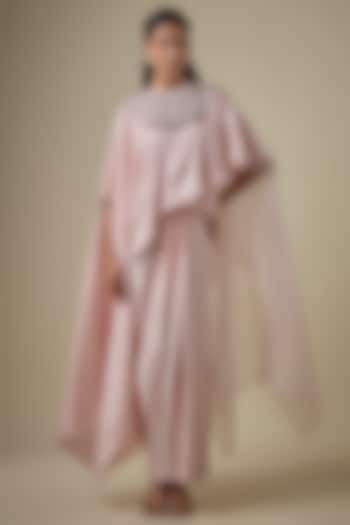Flamingo Semi Organza & Silk Maal Work A-Line Kaftan Set by Prisho at Pernia's Pop Up Shop