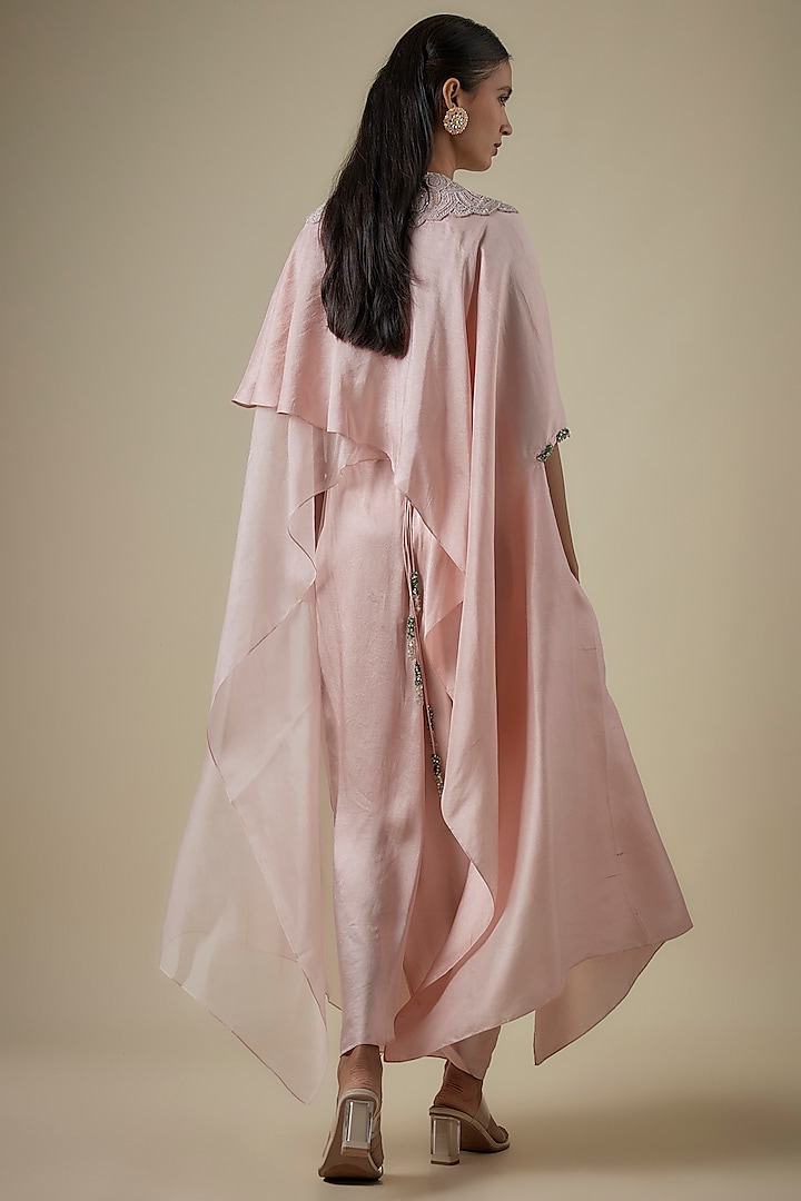 Flamingo Semi Organza & Silk Maal Work A-Line Kaftan Set by Prisho at Pernia's Pop Up Shop
