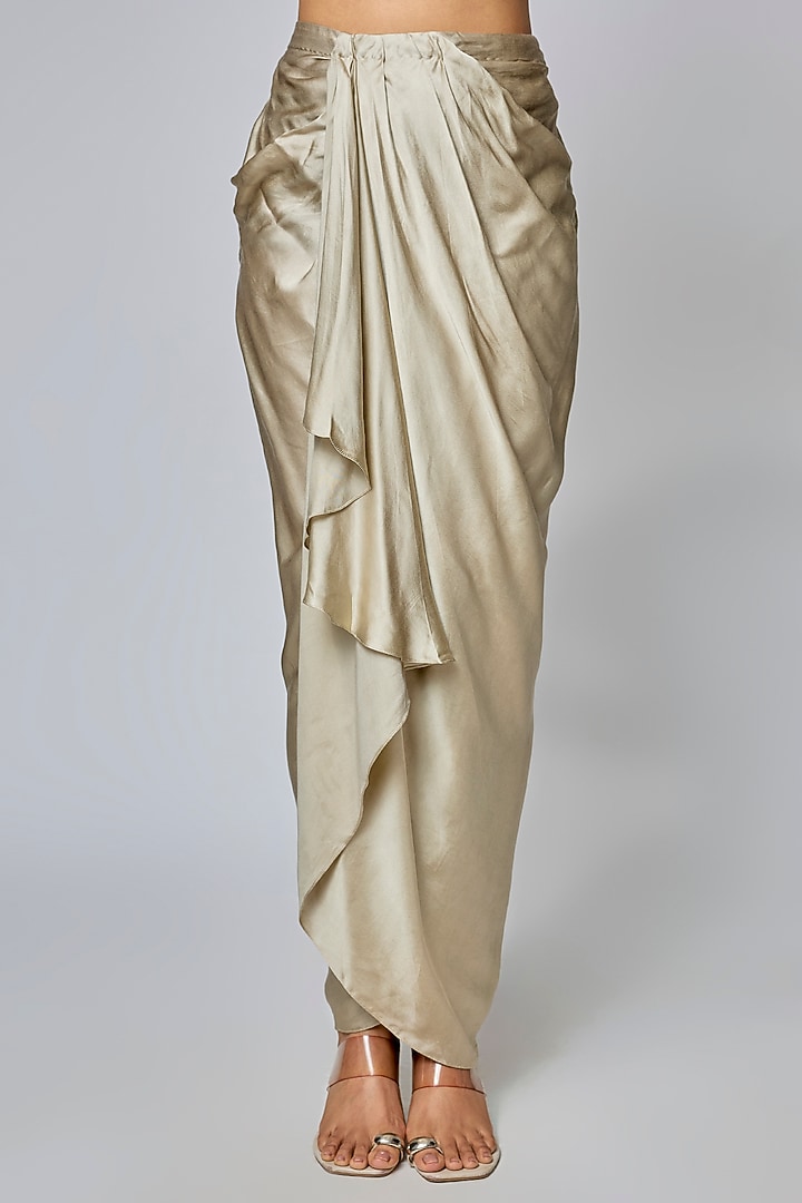 Green Modal Satin Skirt Set by Prisho at Pernia's Pop Up Shop